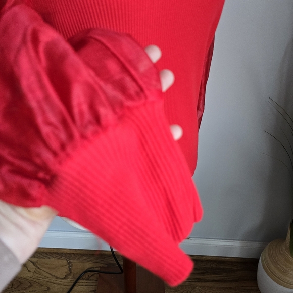 Anthropologie, New, Dolan Organza Red Puff Sleeve Top Blouse, Size XL - Picture 6 of 14